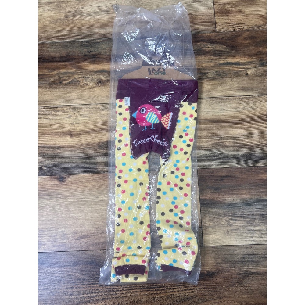 Lazy One Toddler Tweet Cheeks Polka Dot Leggings Yellow Purple Size 6 TLG1806